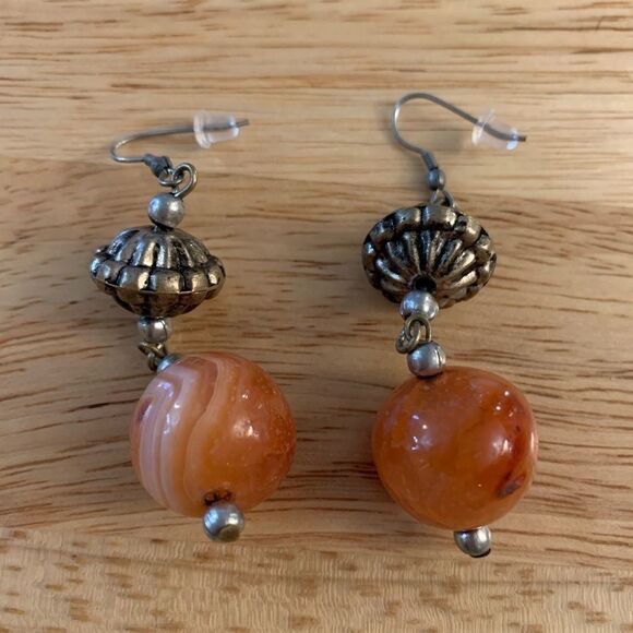 Natural Carnelian Pierced Earrings 2.5” Chakra Healing Gorgeous - Picture 2 of 3